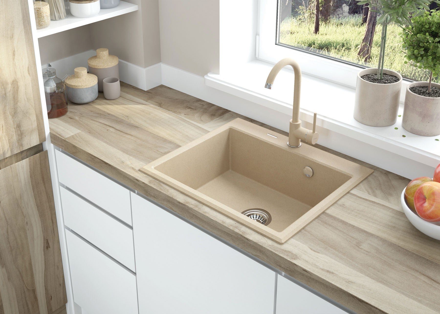 Virtuves jaucējkrāns Nemezja 350 mm smiltis - N1 Home