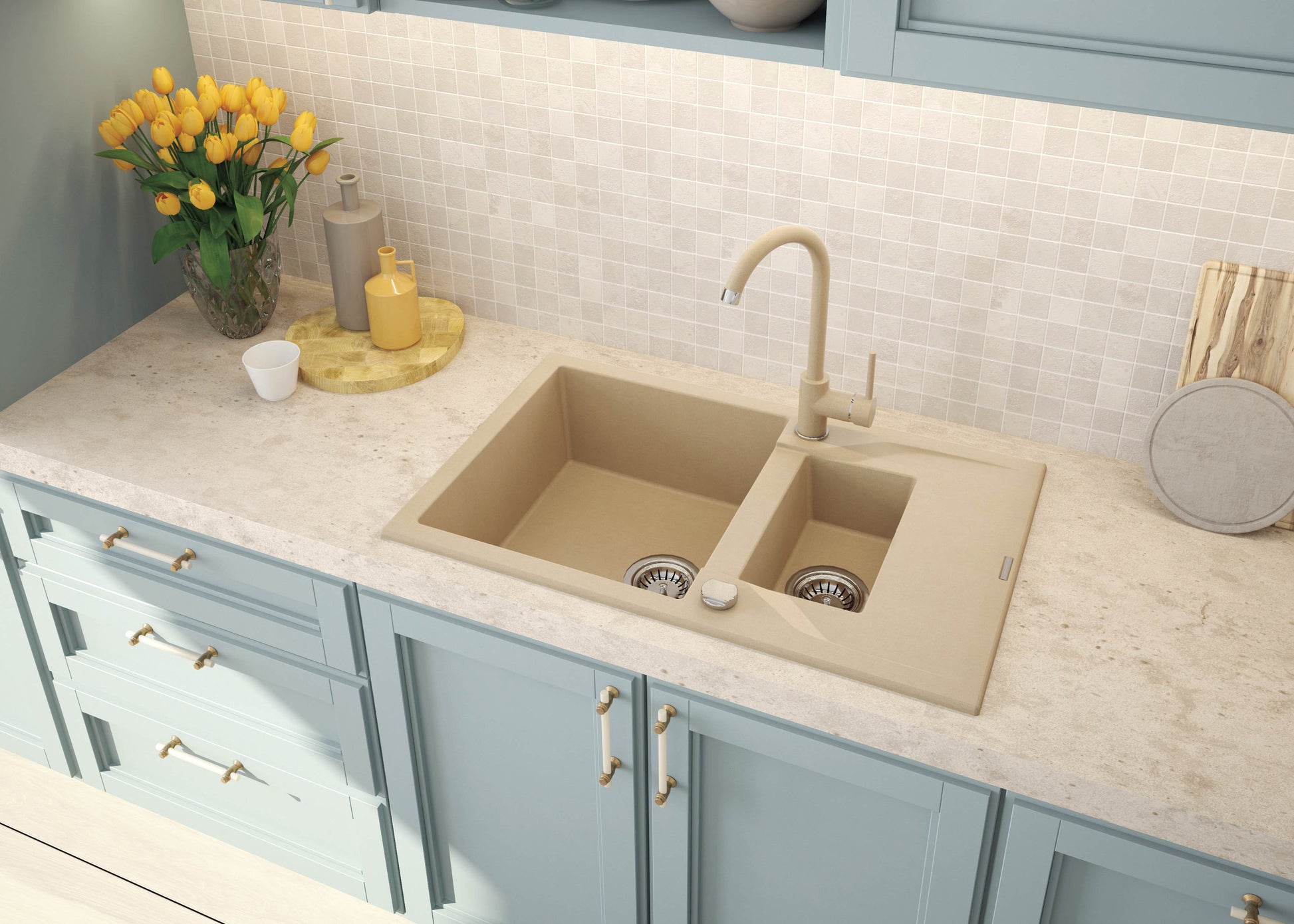 Virtuves jaucējkrāns Nemezja 350 mm smiltis - N1 Home