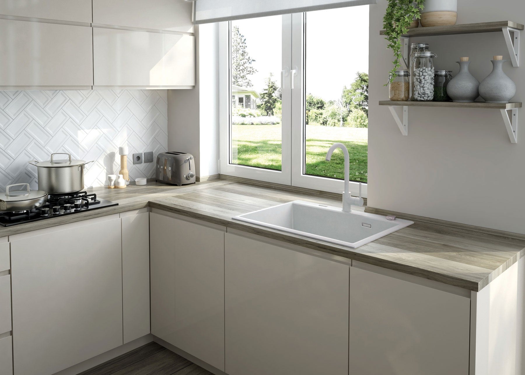 Virtuves jaucējkrāns Nemezja 350 mm grafīta metālisks - N1 Home