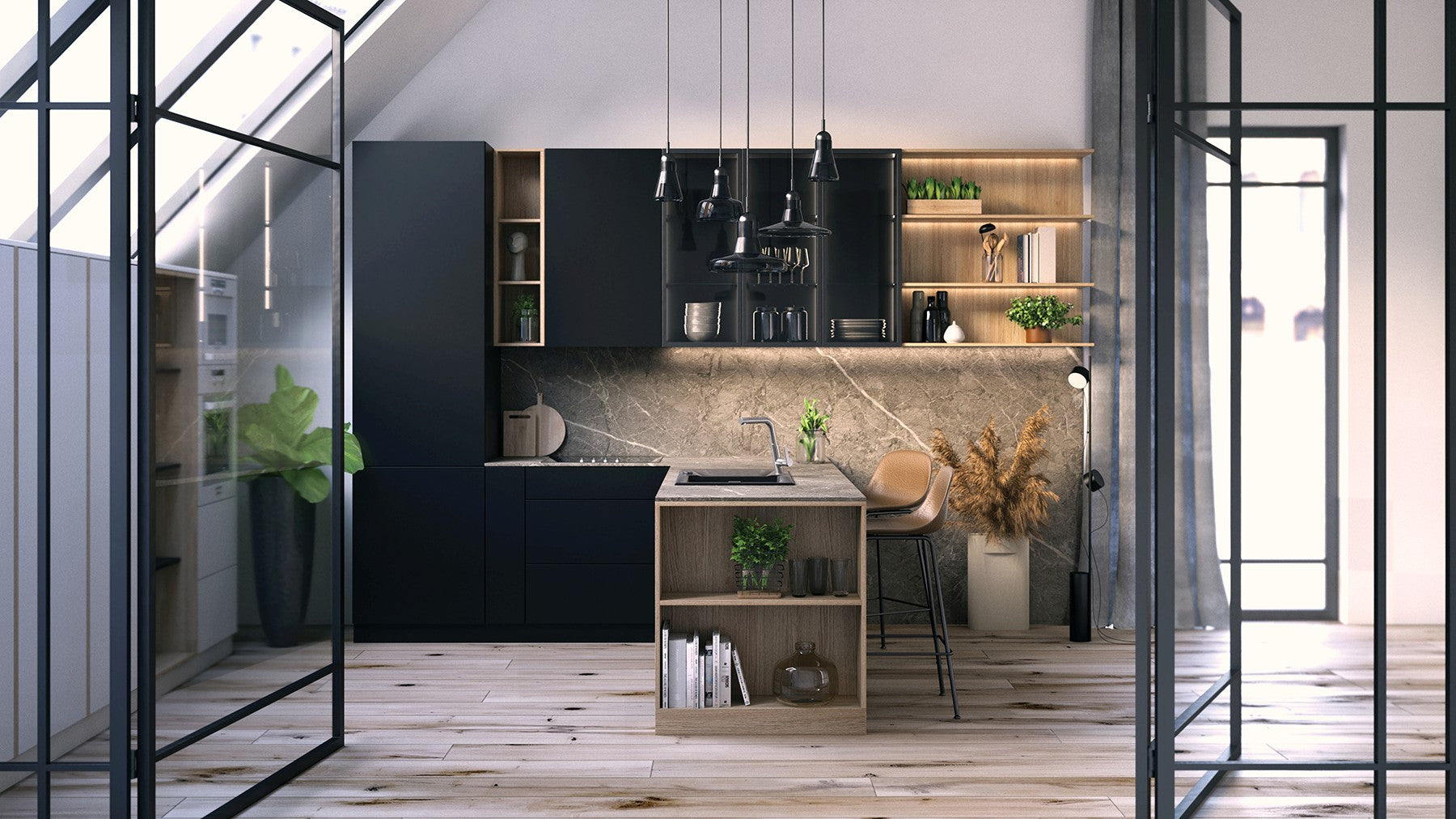 Virtuves jaucējkrāns ar izvelkamu snīpi Silia 253 mm hroms - N1 Home