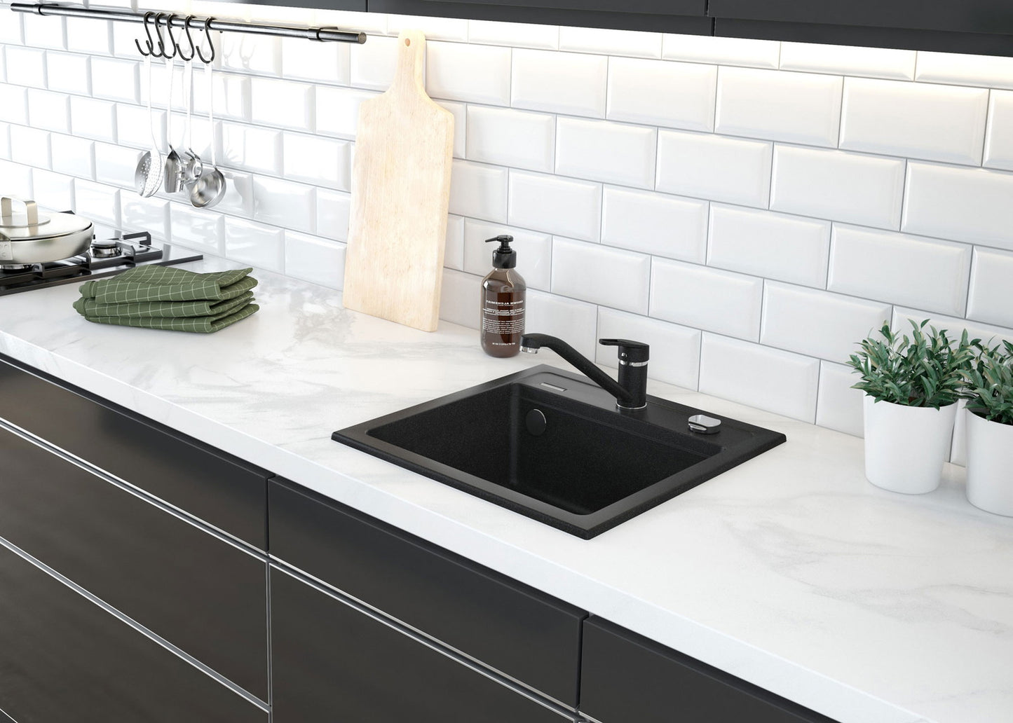 Granīta izlietne ar jaucējkrānu Zorba 580 x 440 x 164 smiltis - N1 Home