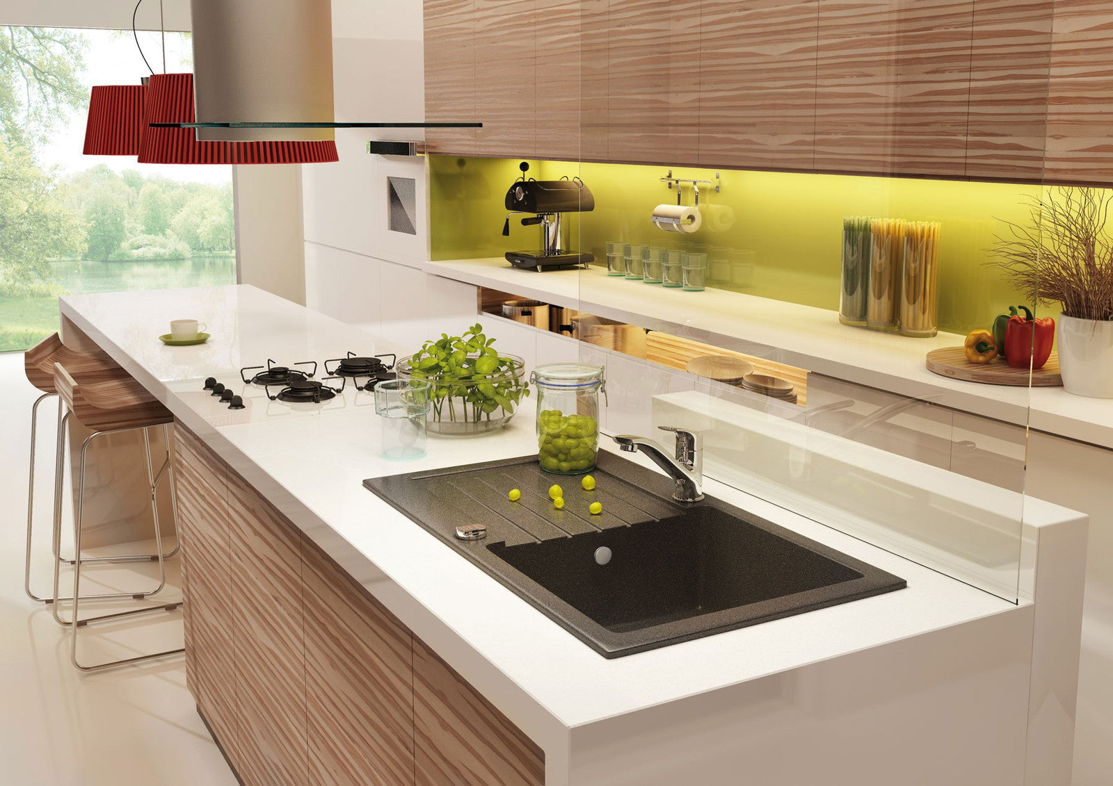 Granīta izlietne ar jaucējkrānu Zorba 580 x 440 x 164 smiltis - N1 Home