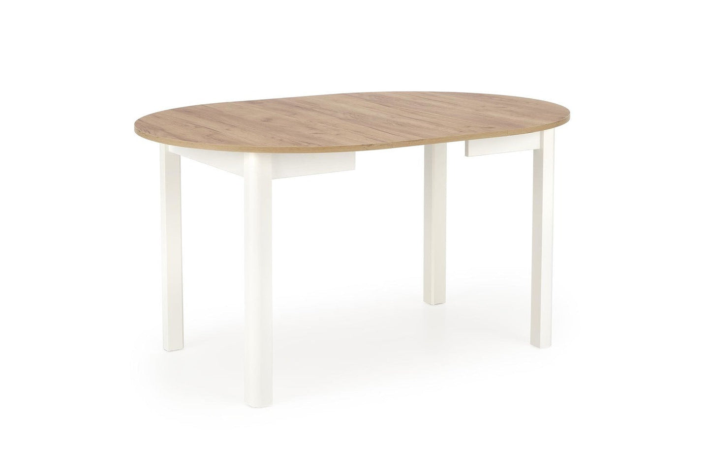 RN table color top craft ozols, kājas - baltas (102-142x102x76 cm)