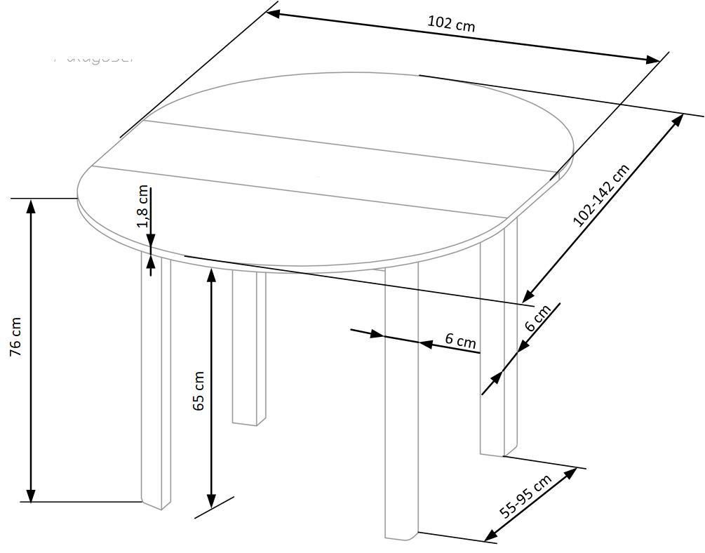 RN tabula krāsa — balta (102-142x102x76 cm)