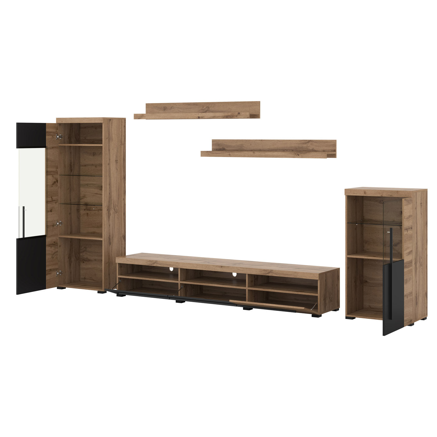 Sienas bloks Rogos 370/160/40 cm Votan ozols/melns