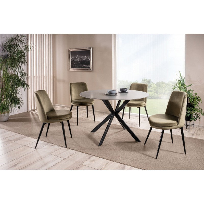 KRĒSLS KAYLA VELVET MELNS RĀMIS / OLIVE BLUVEL 77 - N1 Home