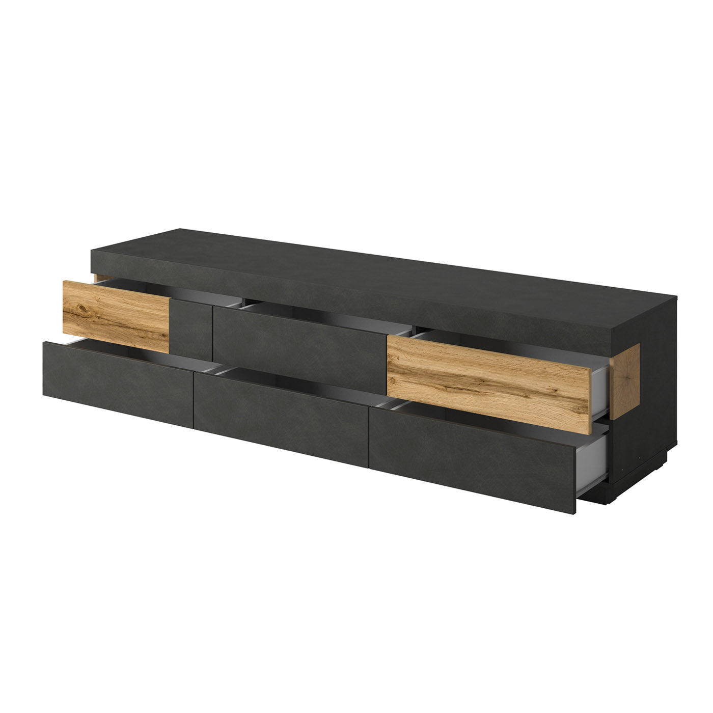 TV skapis Solani 206/54/50 cm antracīts/Votan ozols