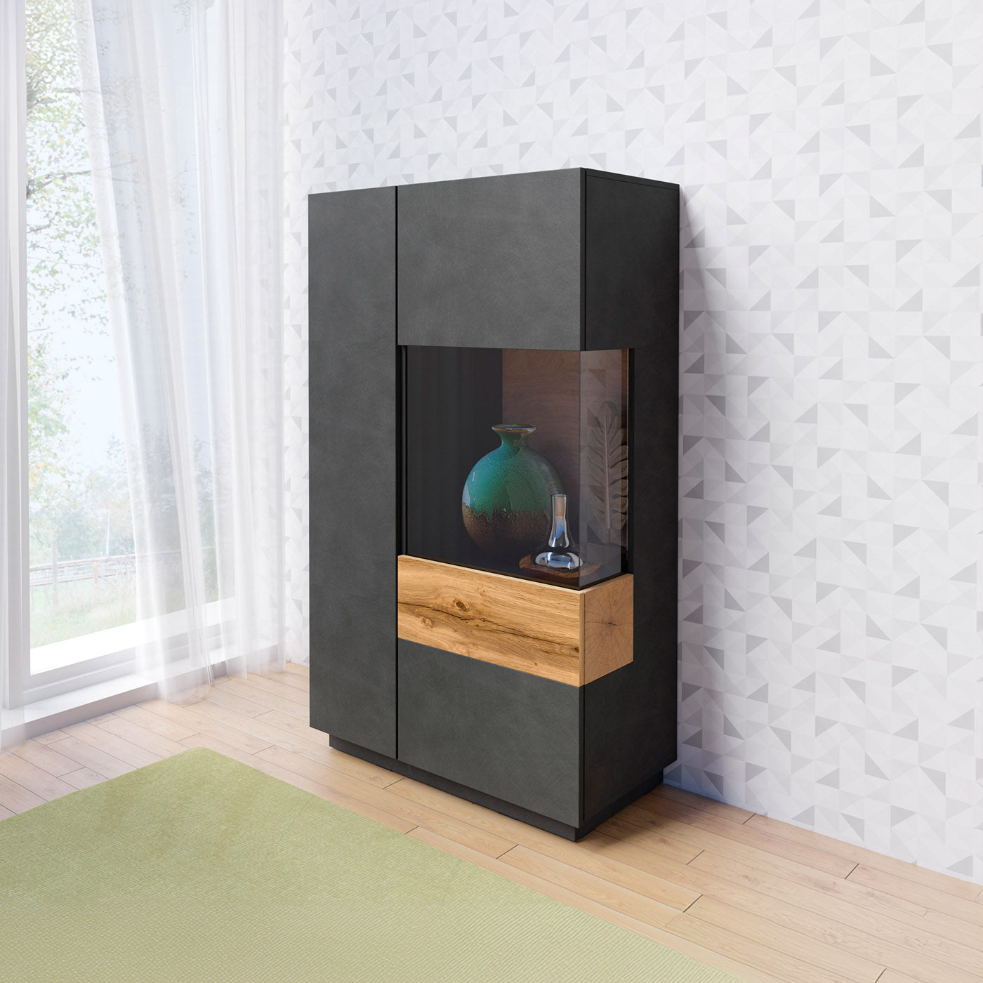 Skapis Solani 80/139/40 cm antracīts/Votan ozols