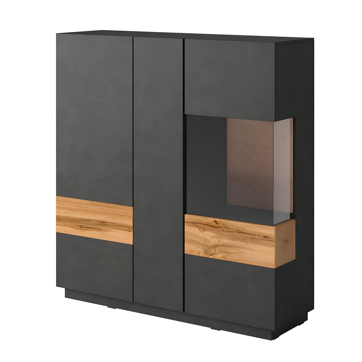 Kumode Solani 130/139/40 cm antracīts/Votan ozols - N1 Home