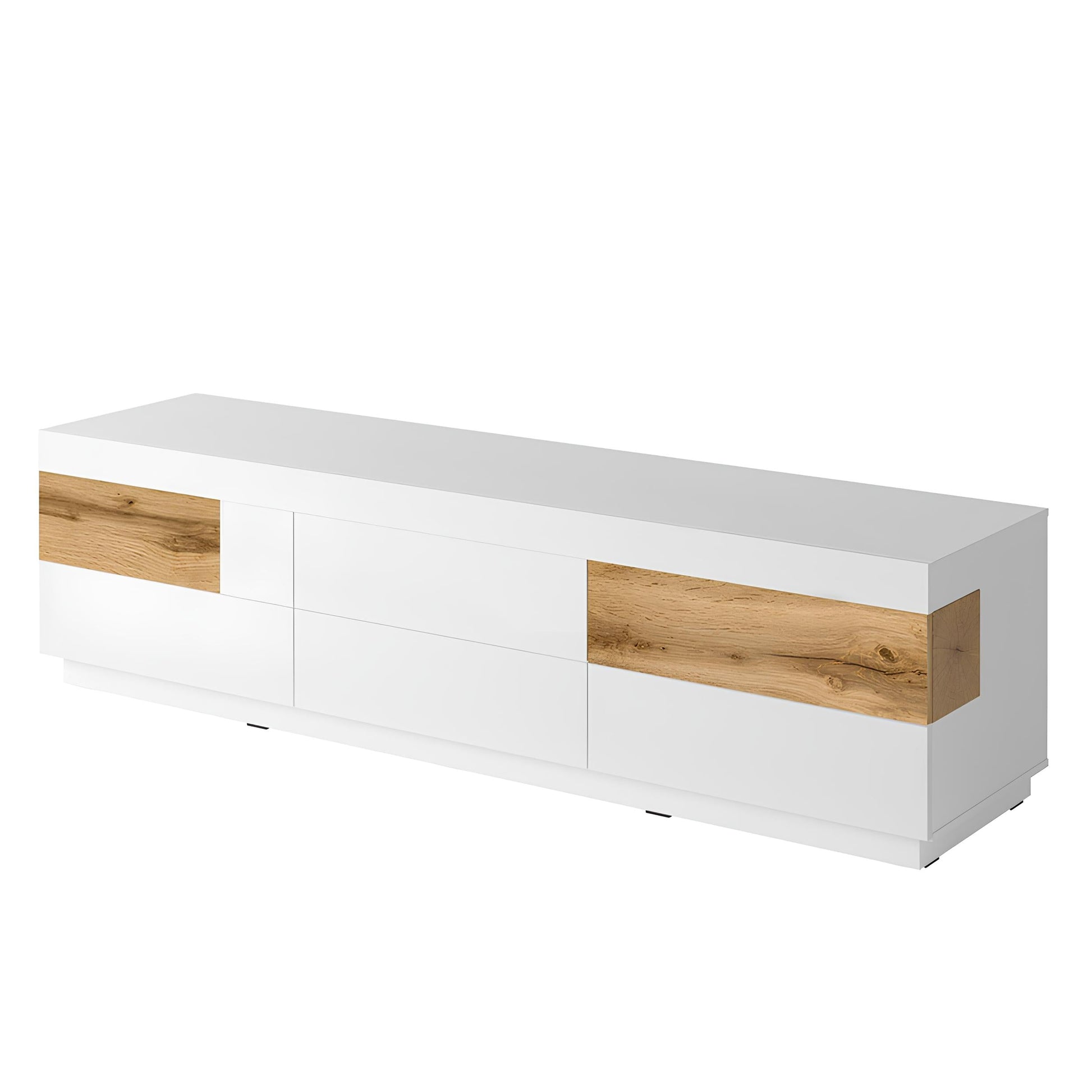 TV skapis Solani 206/54/50 cm balts/Votan ozols - N1 Home