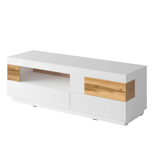 TV skapis Solani 160/54/50 cm balts/Votan ozols - N1 Home