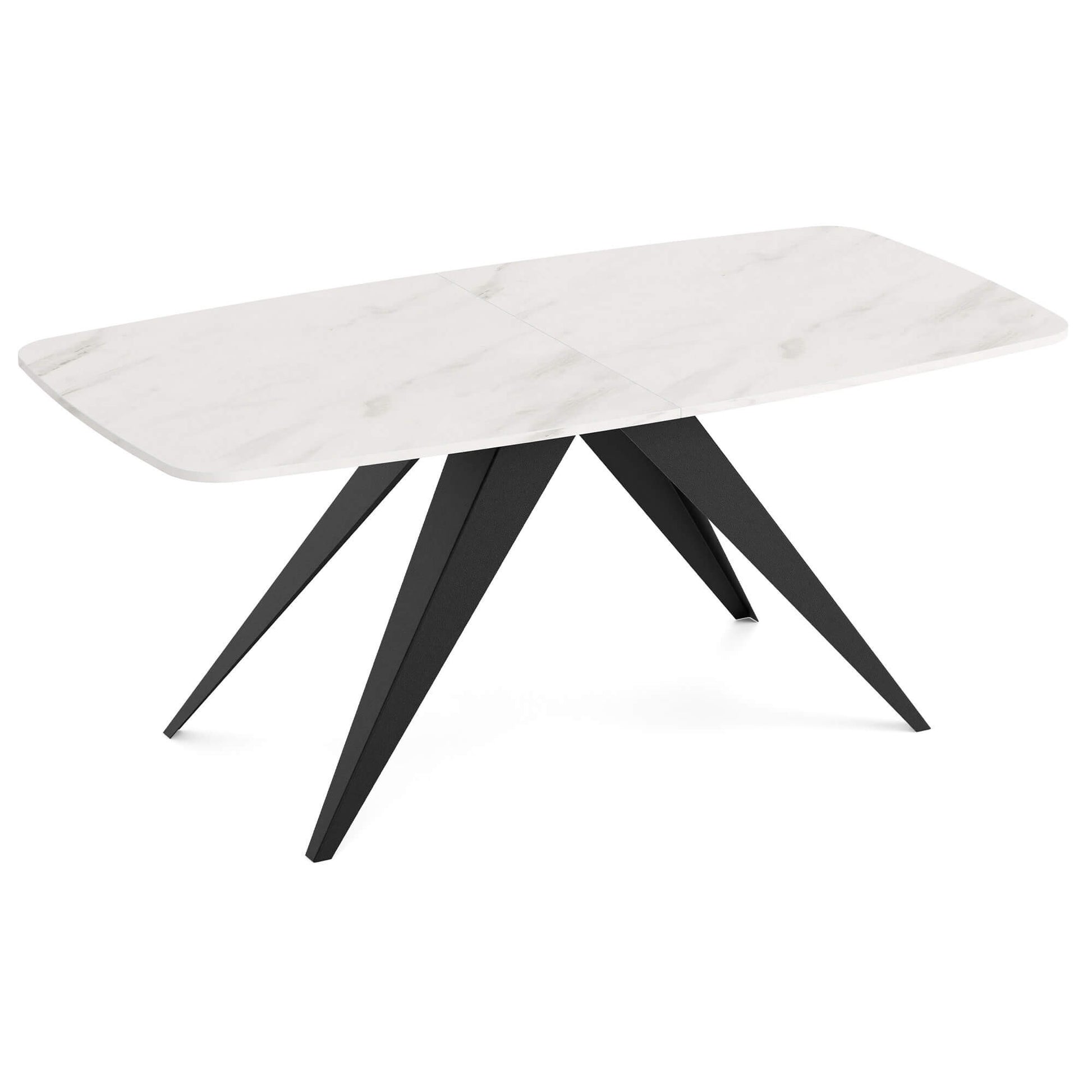 Galds Fery 76/160/80; 76/180/90 cm balts marmors/melns - N1 Home