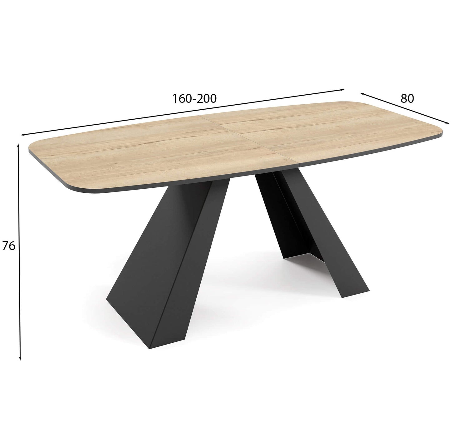 Galds Myra 160/76/80 cm Antracīts Šermans ozols - N1 Home