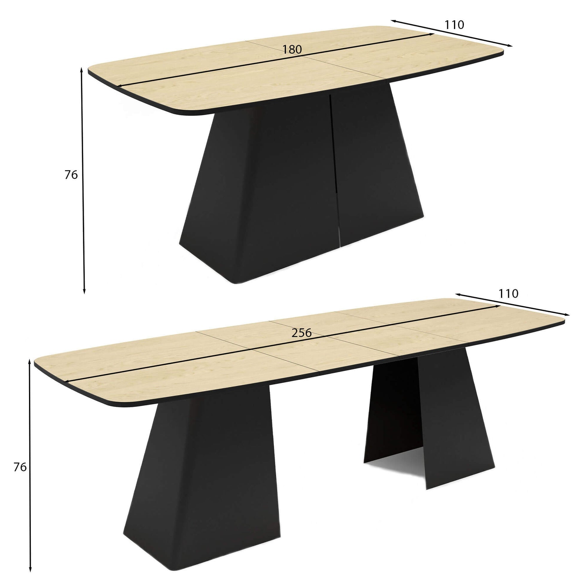 Galds Novaus 180-256/76/110 cm Lanselot ozols - N1 Home