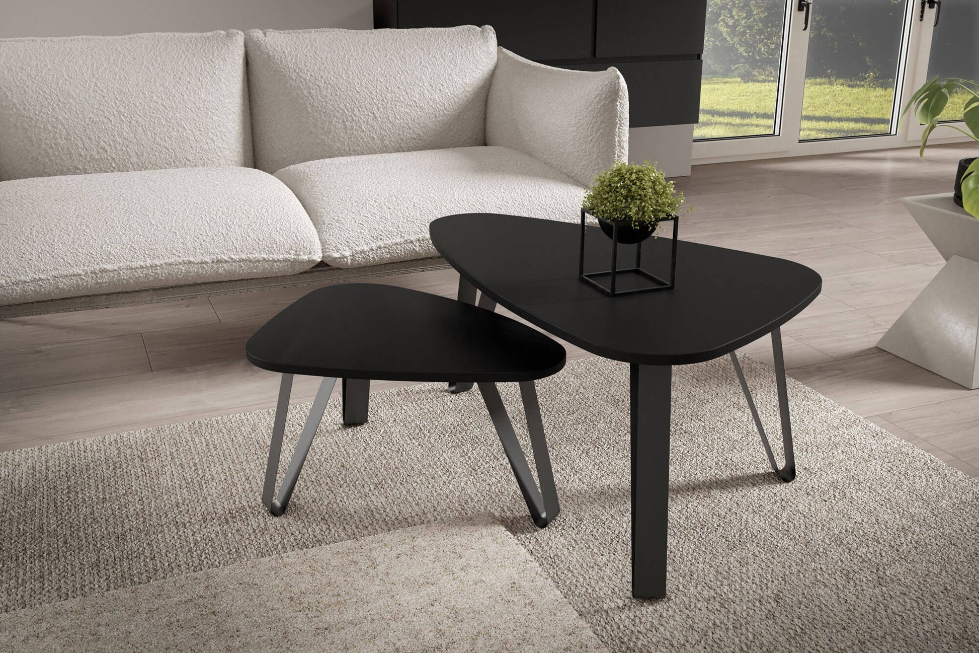 Kafijas galds (2) Ovači 94/60/42 cm rieksts Franklin Tobacco/melns - N1 Home