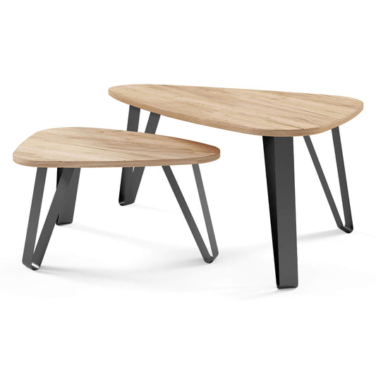 Kafijas galds (2) Ovači 94/60/42 cm kraft ozols/melns - N1 Home