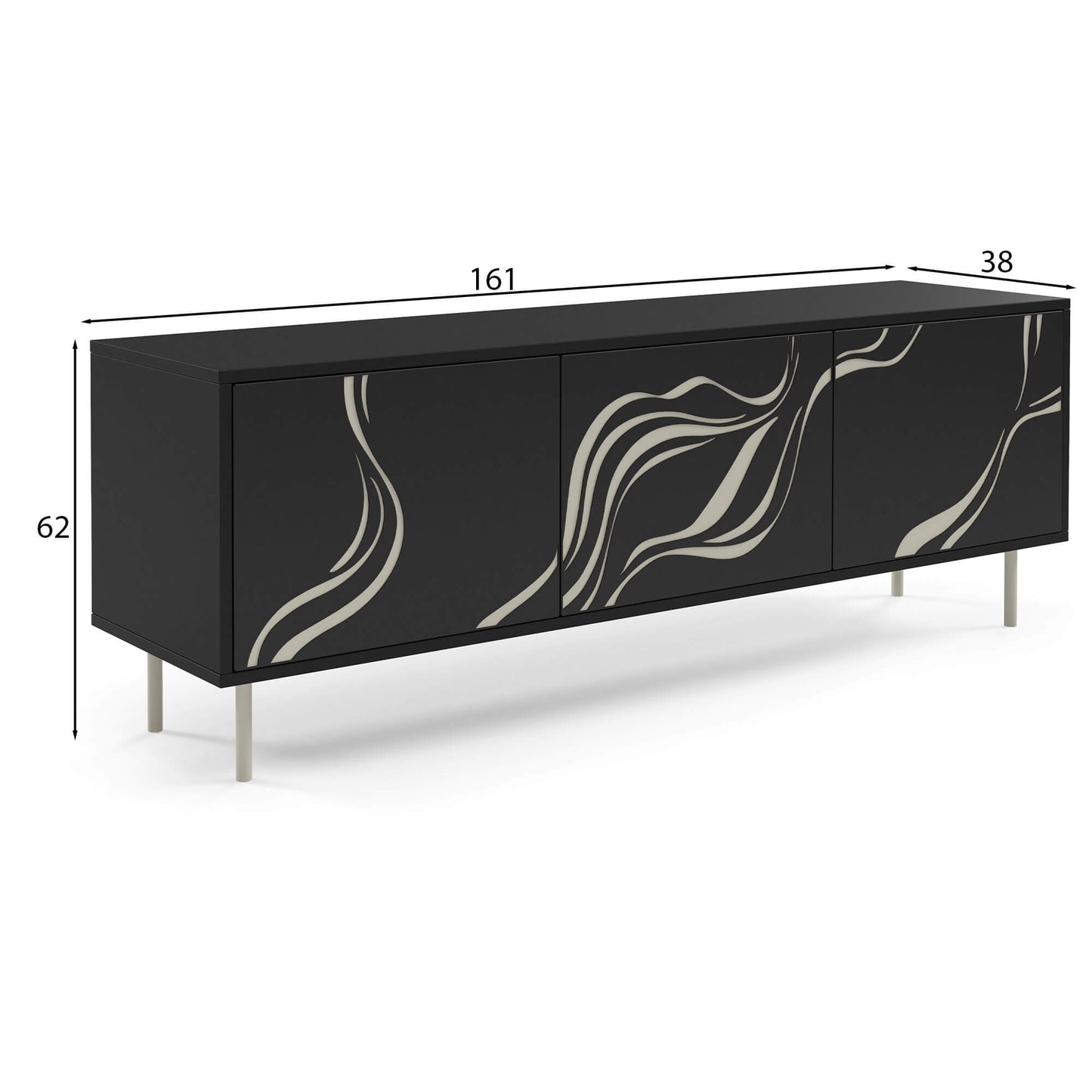 TV skapis Vinto 161/38/62 cm melns - N1 Home