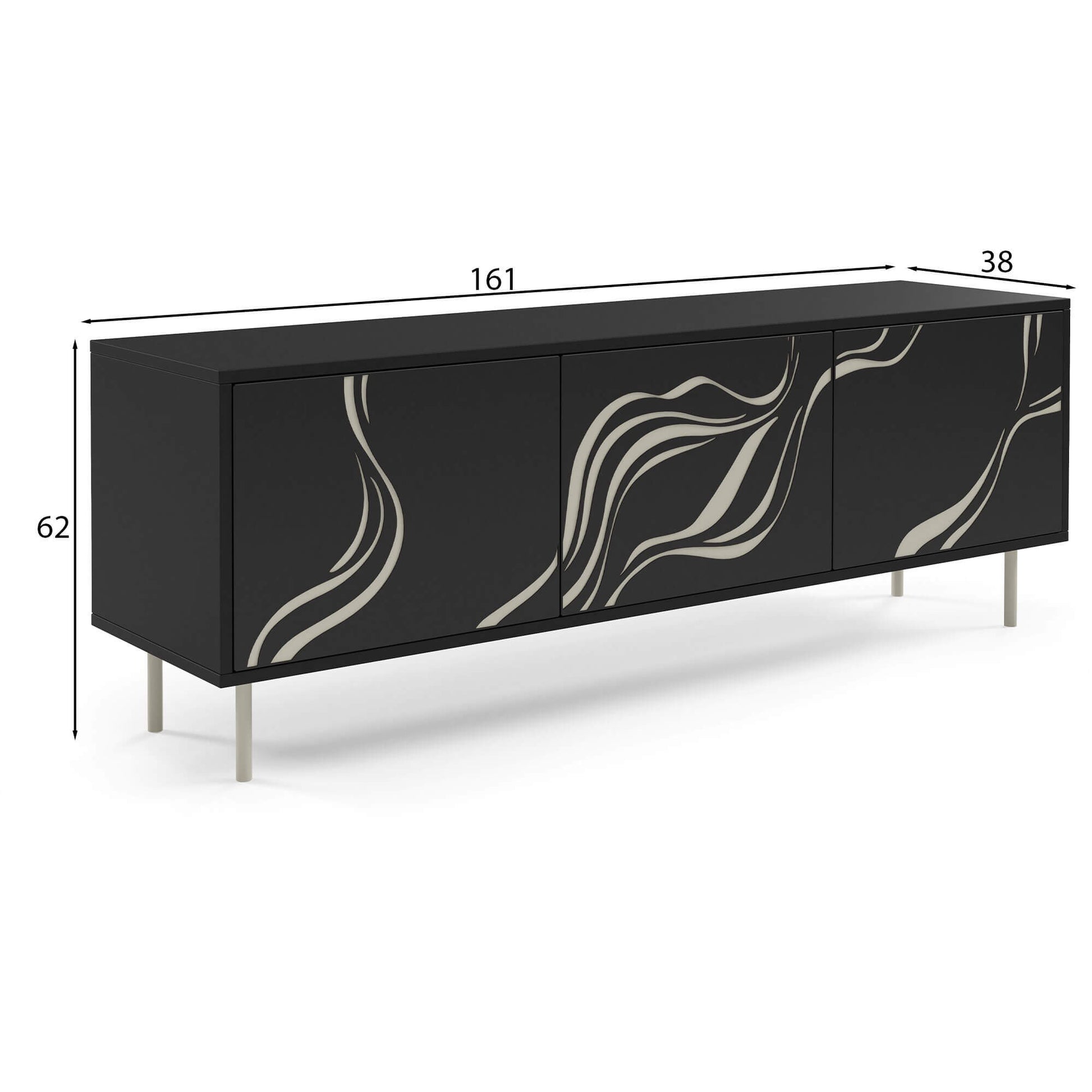 TV skapis Vinto 161/38/62 cm melns - N1 Home