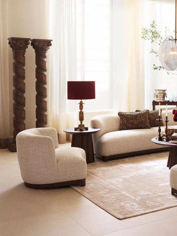 Krēsls Stelvio Eichholtz 92/92/74 cm Winslow chenille beige | walnut finish base - N1 Home