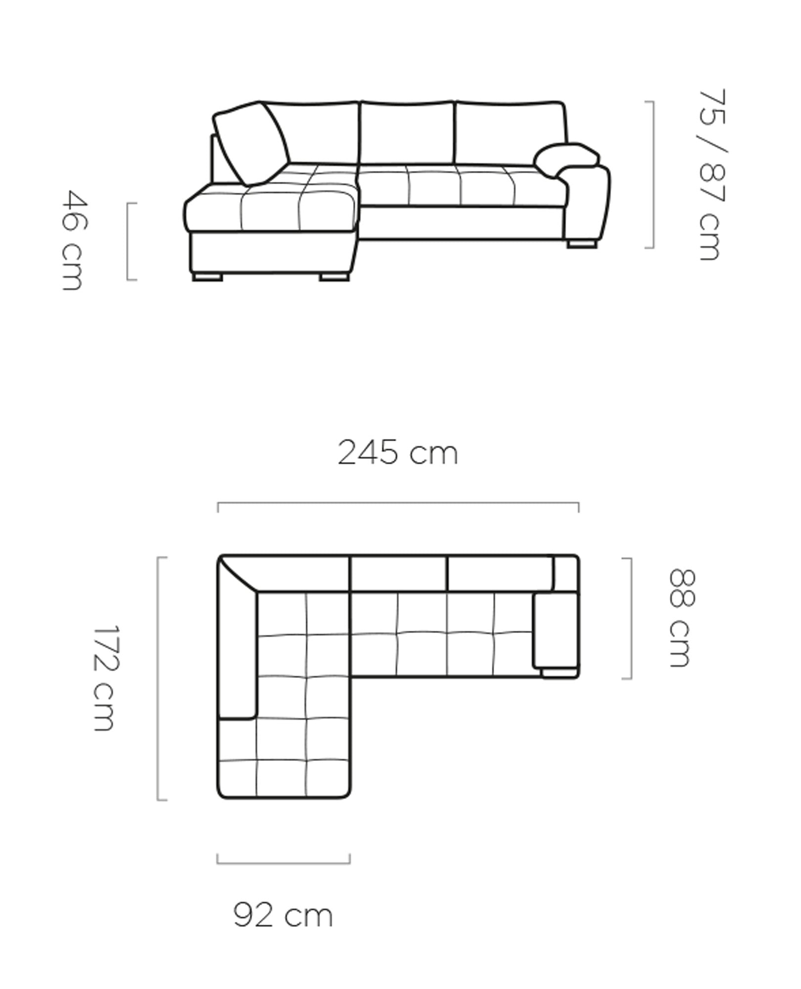Dīvāns TIO 245/172/88 cm - N1 Home