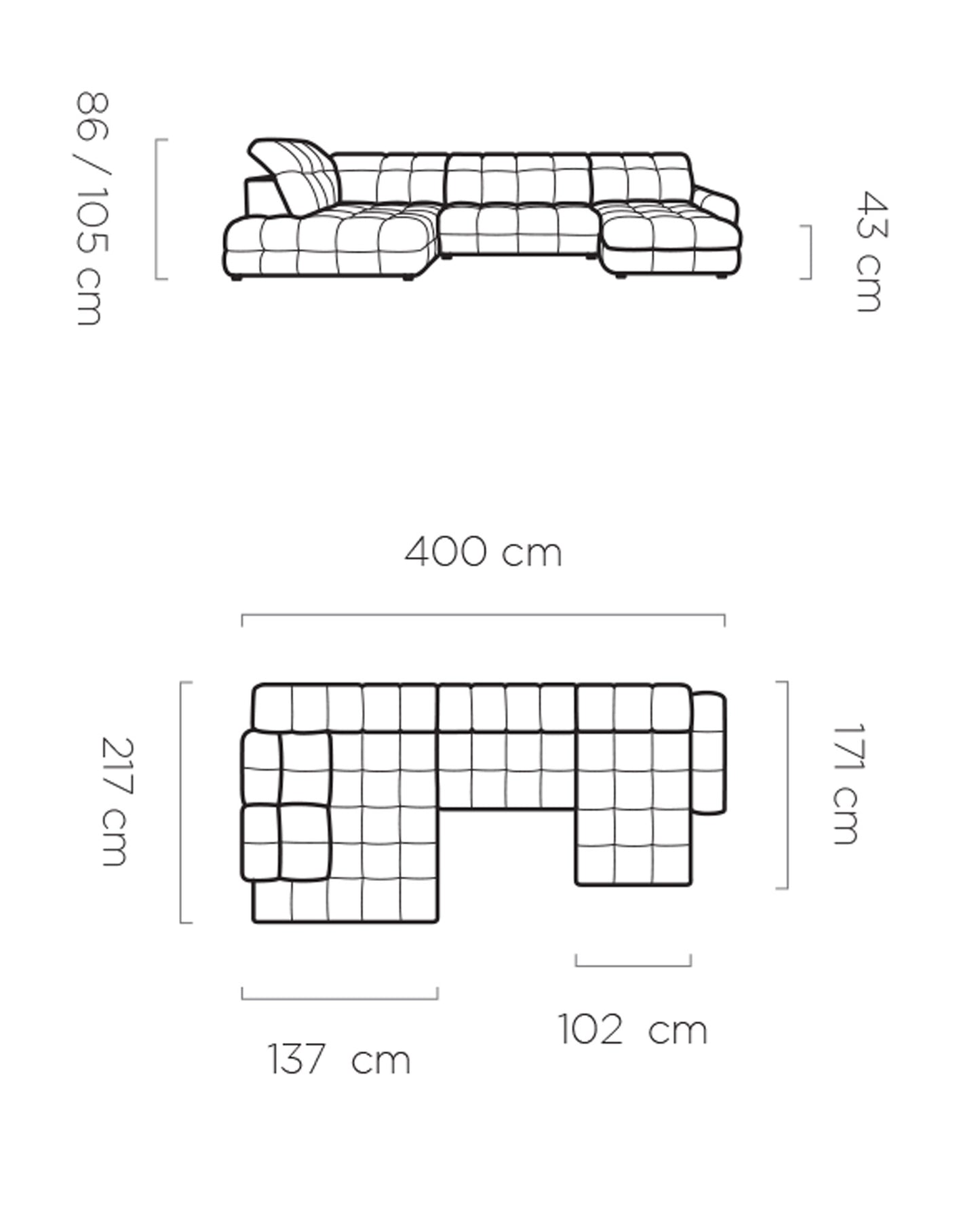 Dīvāns KIKO 400/171/217 cm - N1 Home