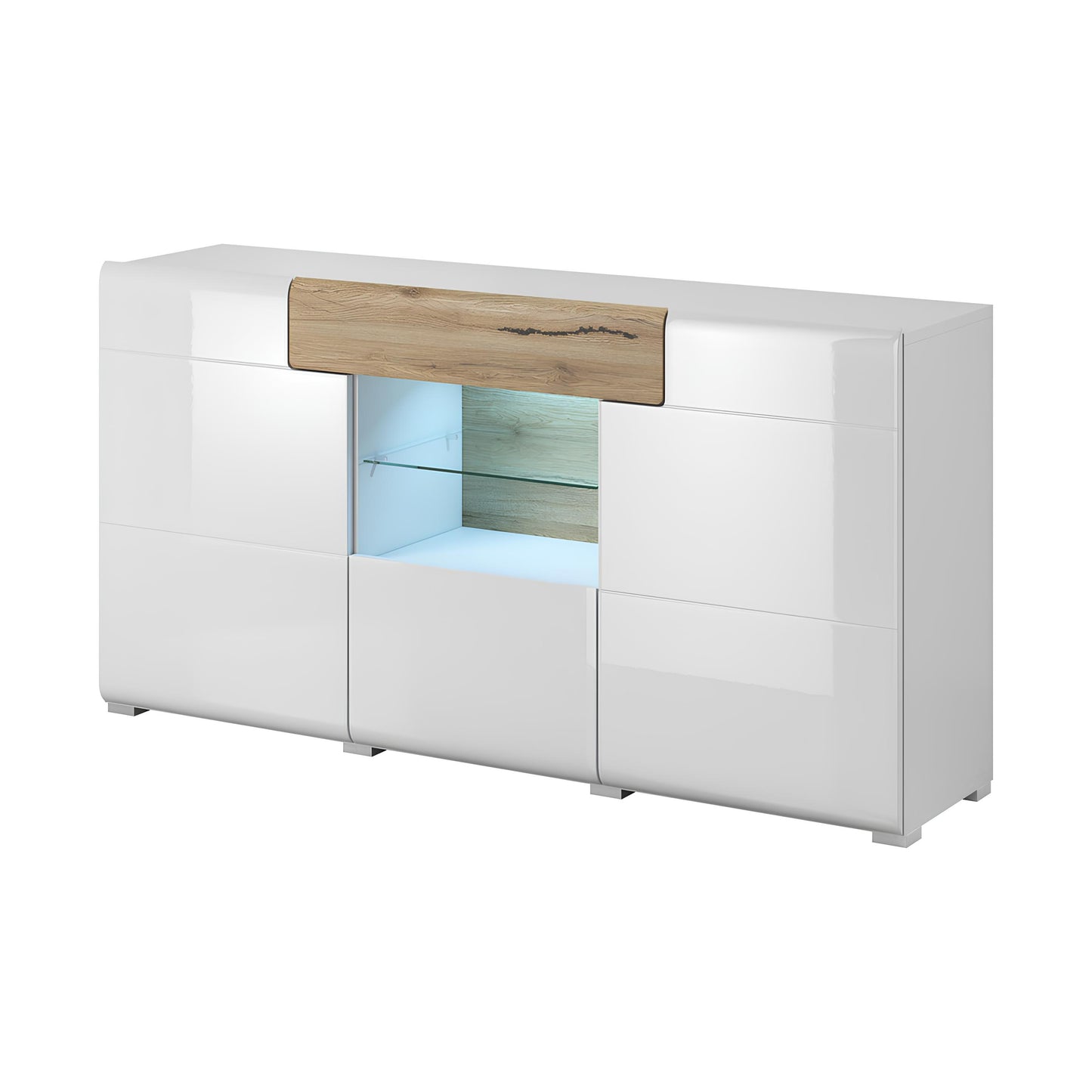 Kumode Tola 159/39/82 cm balts/San Remo ozols - N1 Home