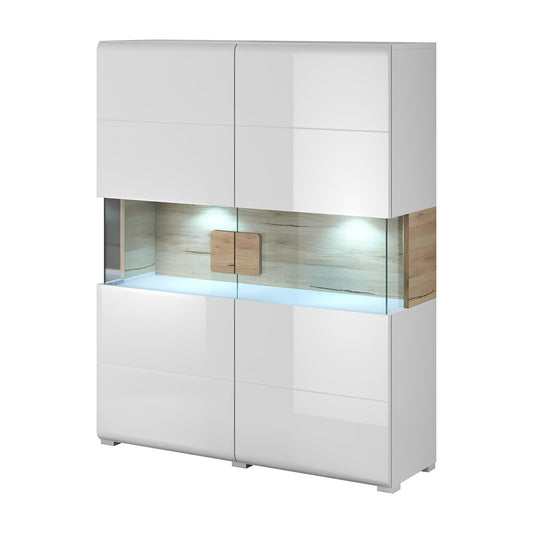 Kumode Tola 122/39/152 cm balts/San Remo ozols - N1 Home