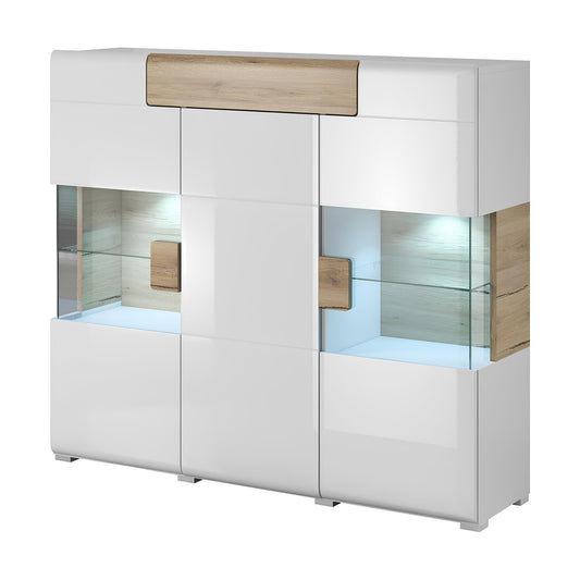 Kumode Tola 122/39/152 cm balts/San Remo ozols - N1 Home