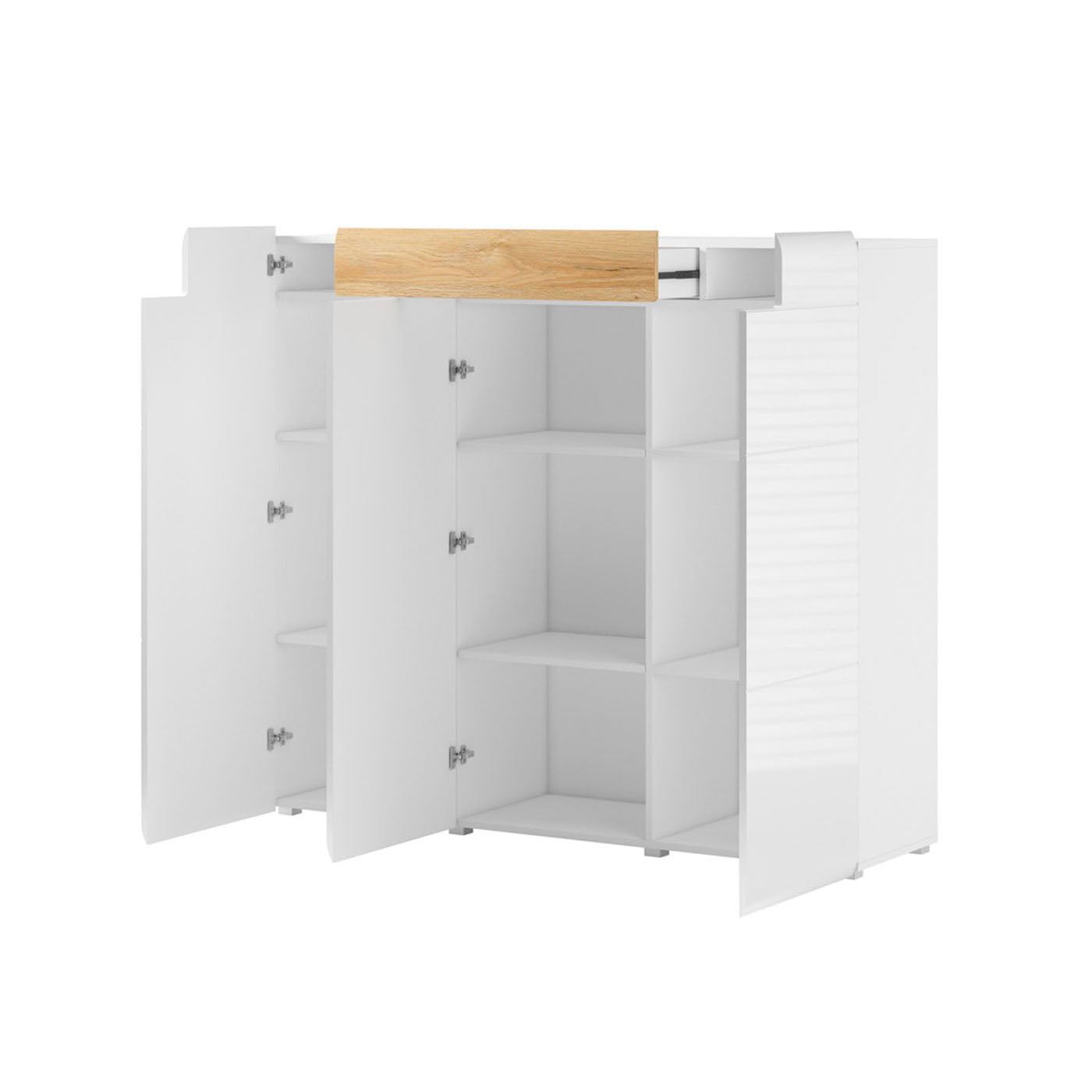 Kumode Tola 147/39/131 cm balts/San Remo ozols - N1 Home