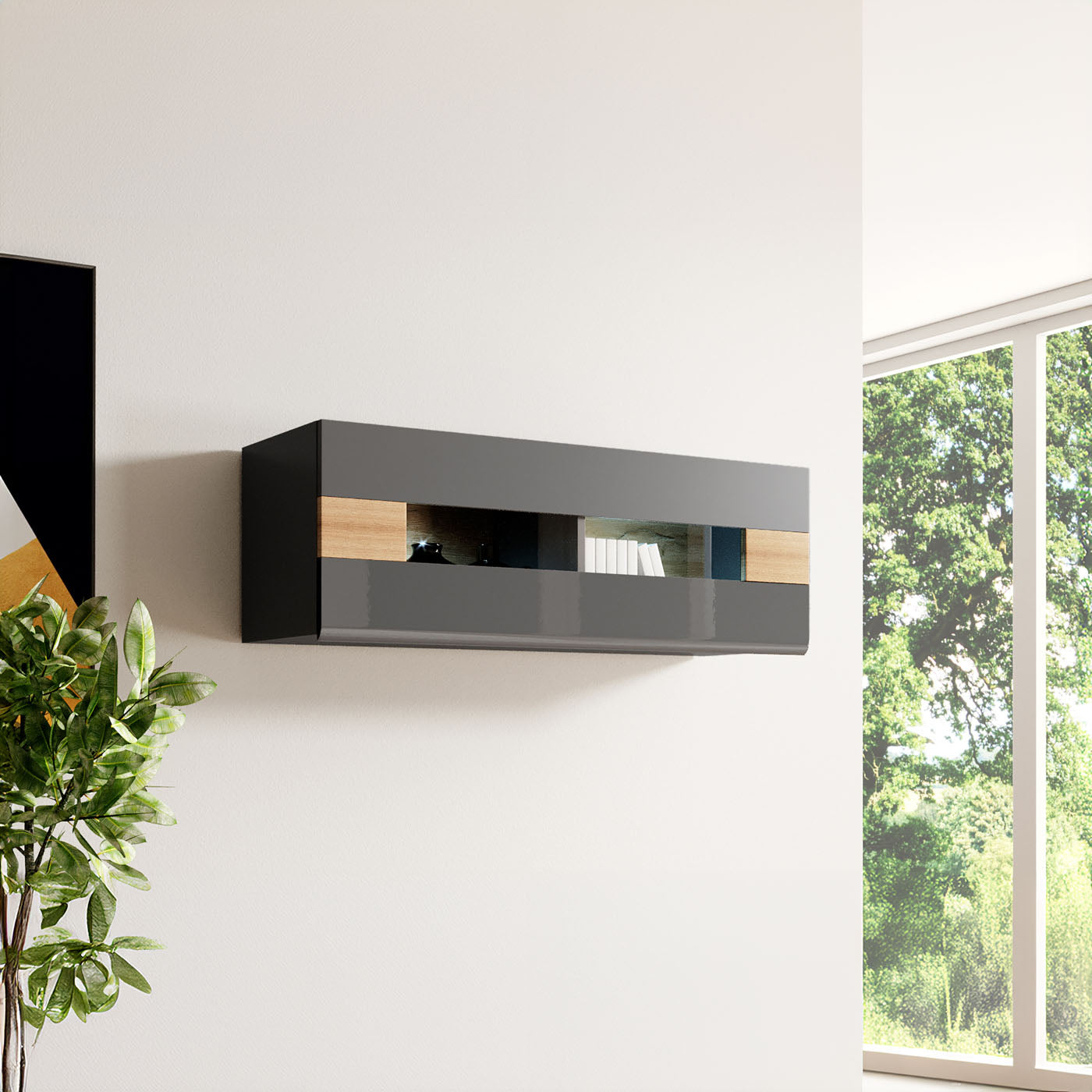 Piekarināms elements ar plauktiem Tola 131/37/45 cm antracīts/Grandson ozols