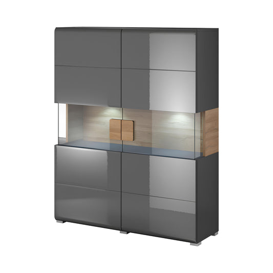 Kumode Tola 122/39/152 cm antracīts/Grandson ozols - N1 Home