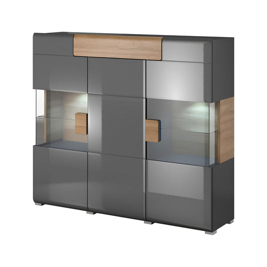Kumode Tola 122/39/152 cm antracīts/Grandson ozols - N1 Home