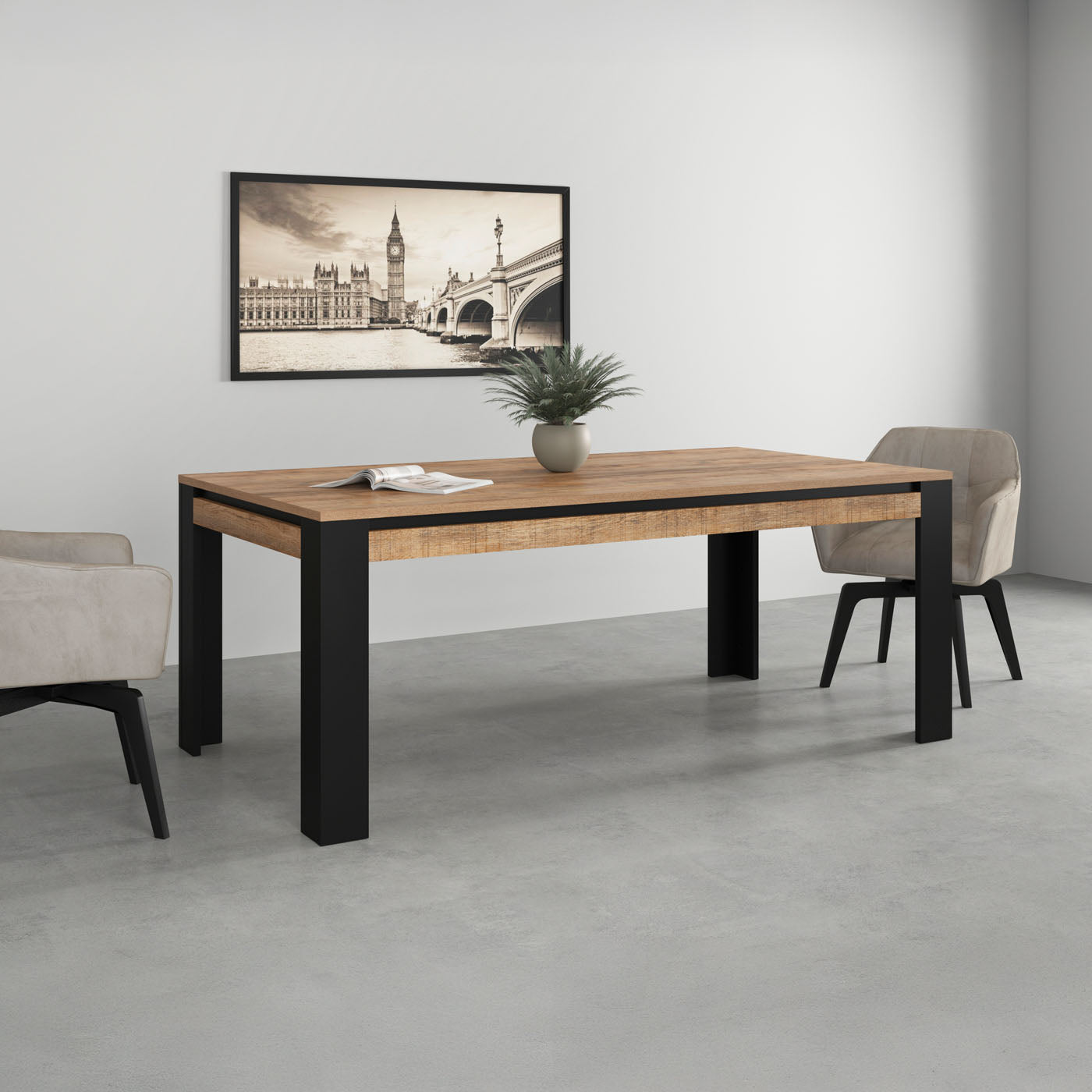 Galds Valor 194/100/77 cm samdal ozols/melns