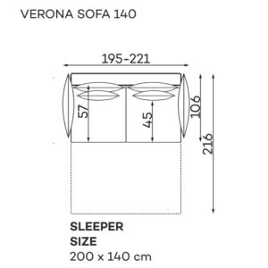 Dīvāns Verona Befame 195/98/106; 221/98/106 cm sinepes - N1 Home