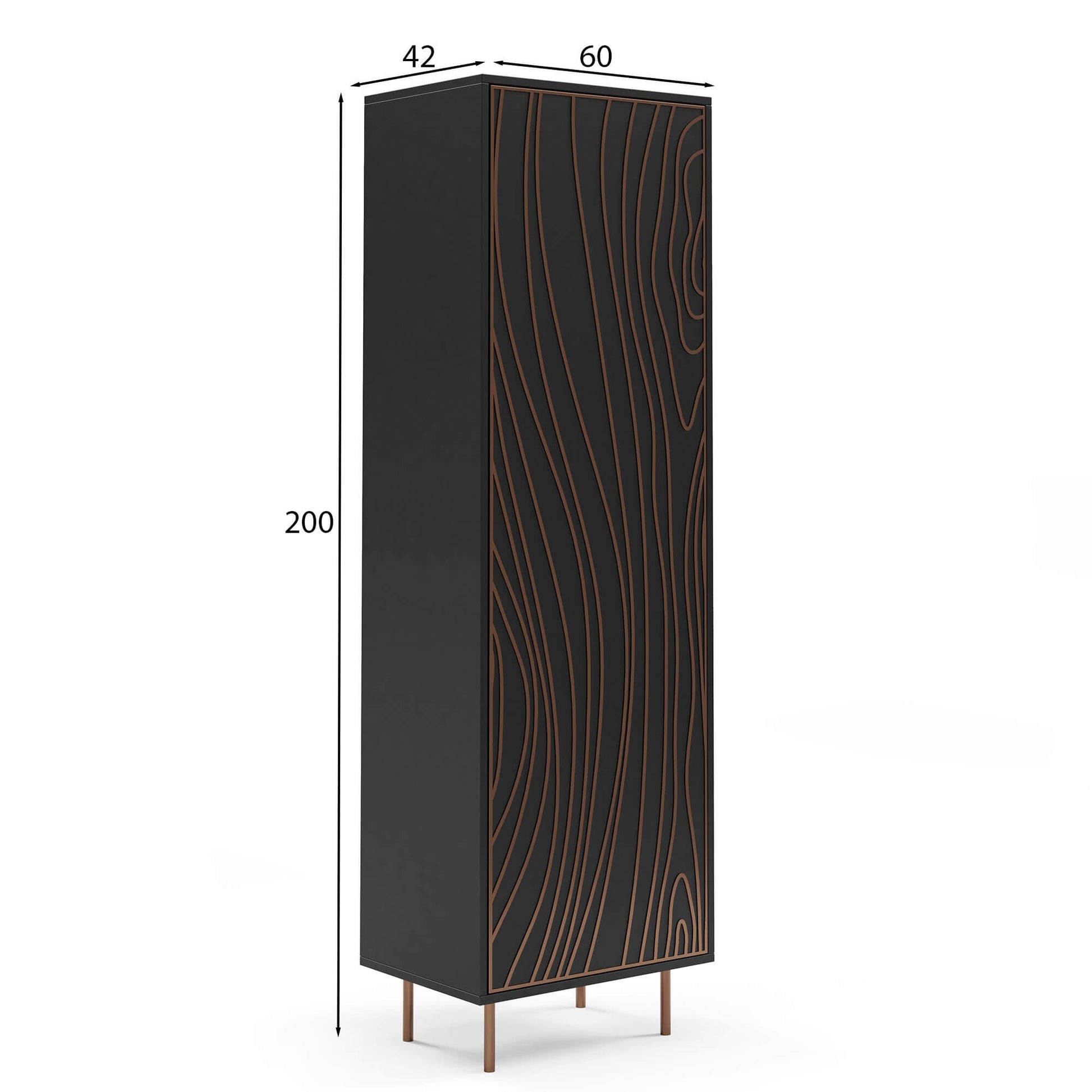 Skapis Tivas 60/200/42 cm melns/varš - N1 Home