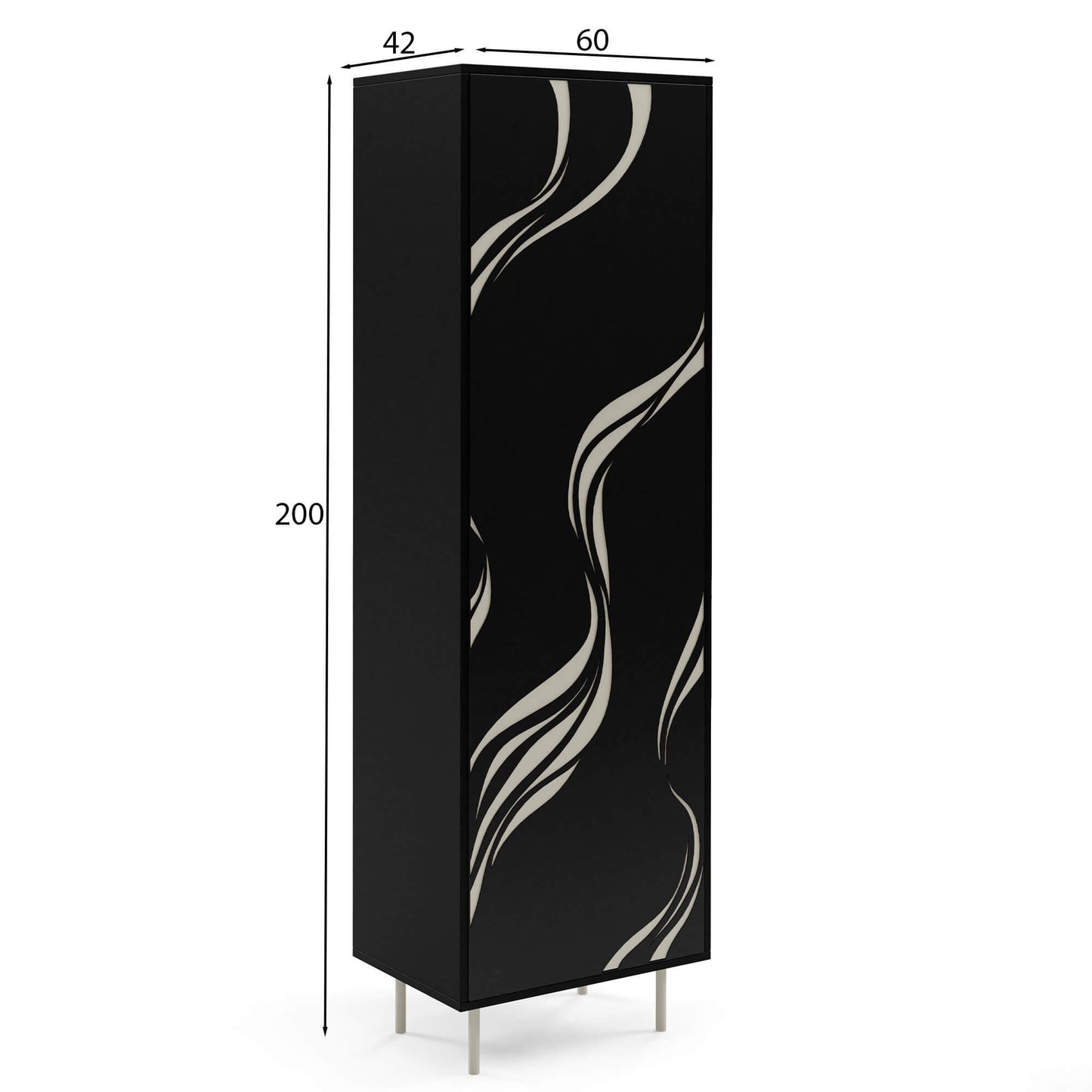 Skapis Vinto 200/60/42 cm melns - N1 Home