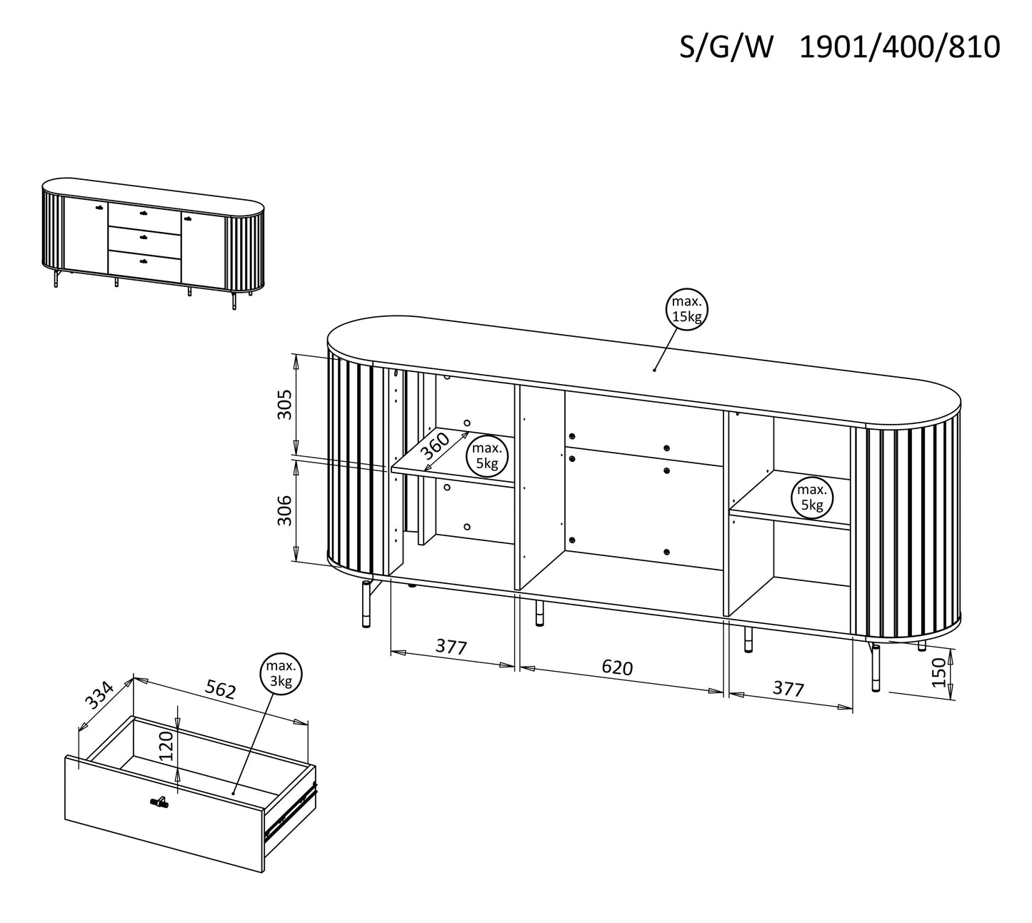 Kumode Zanto 190/40/81 cm kašmirs