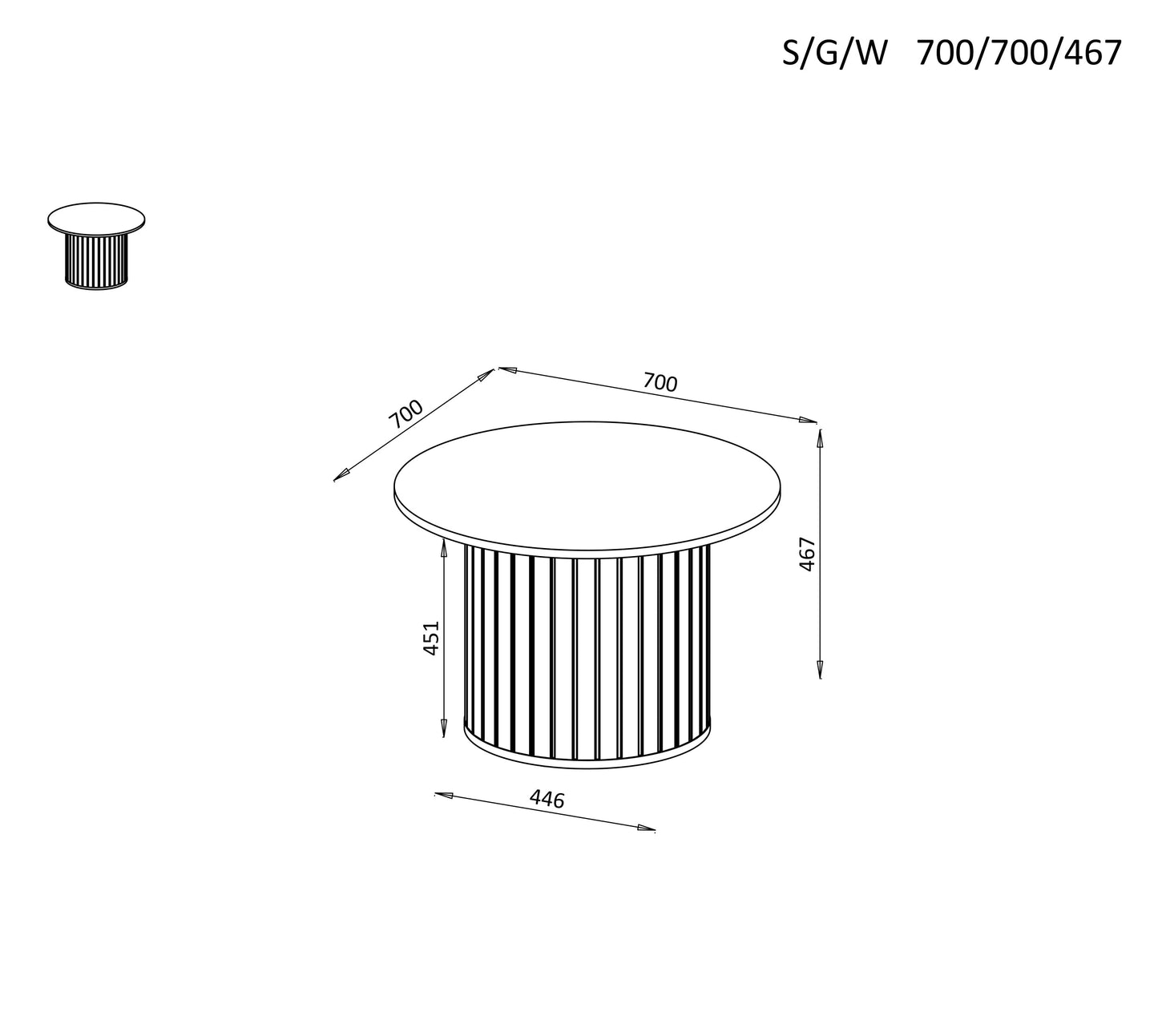 Kafijas galds Zanto 70/70/46 cm melns