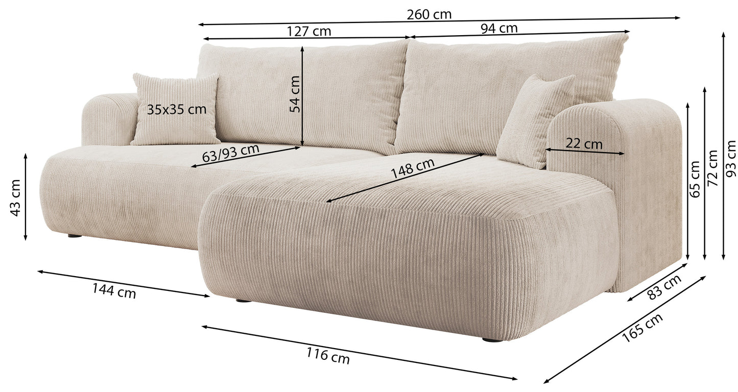 Dīvāns Ovors 93/260/165 cm Lincoln D 01 - N1 Home