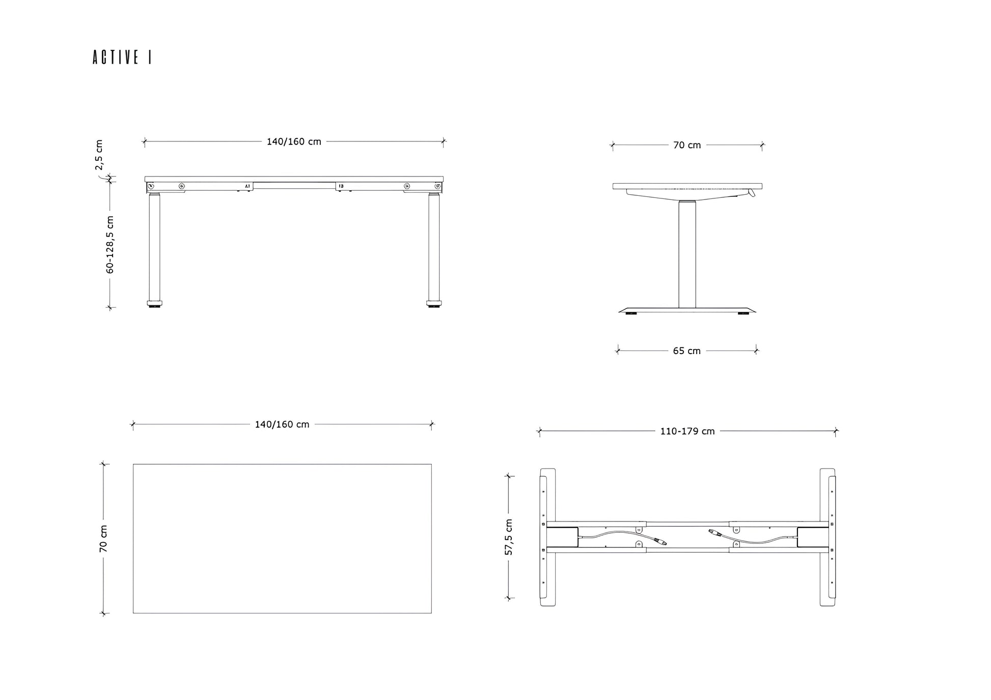 Galds Aktiva I 140;160/70 cm melns/valrieksts - N1 Home