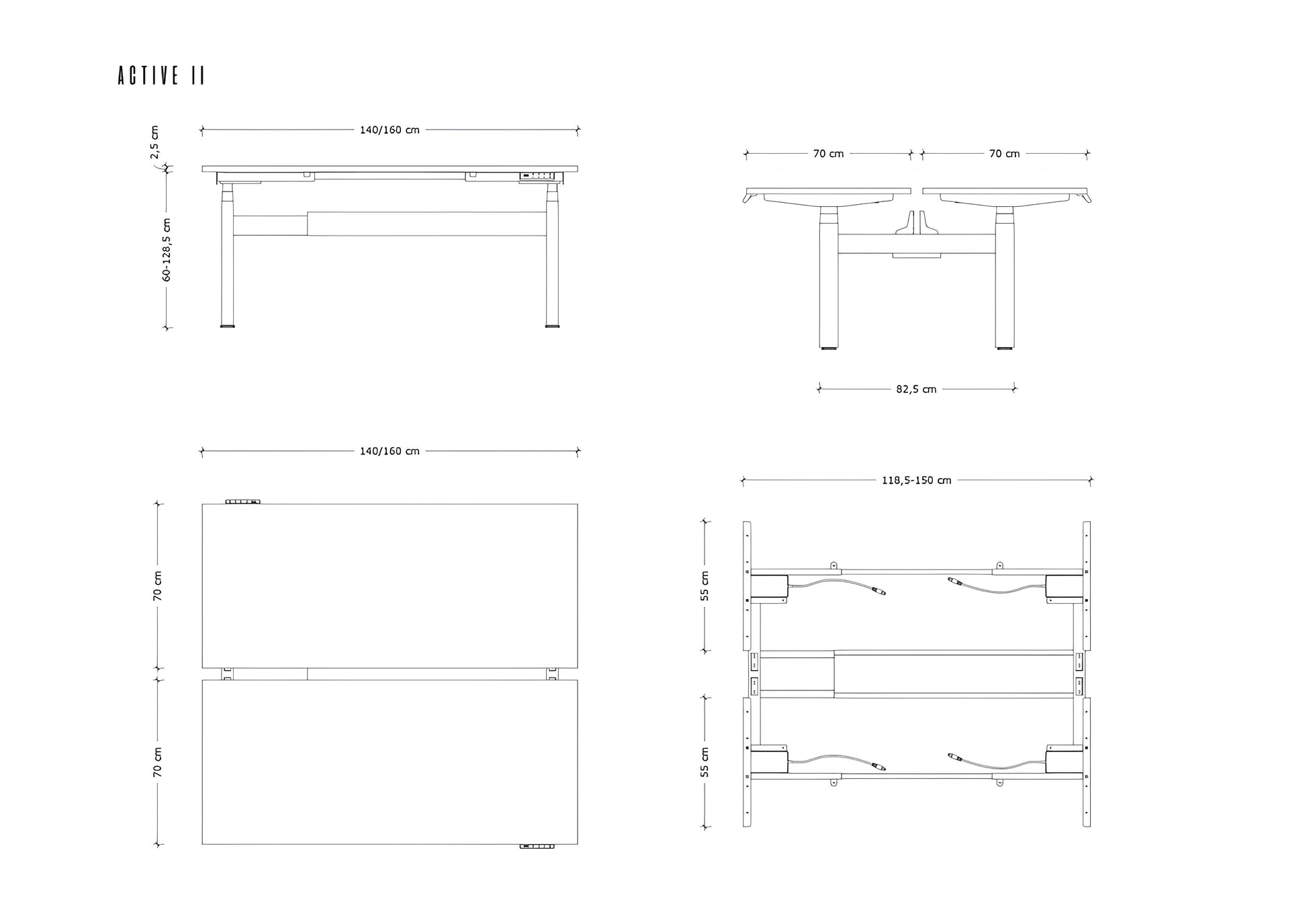 Galds Aktiva II 140; 160/70 cm melns/ - N1 Home