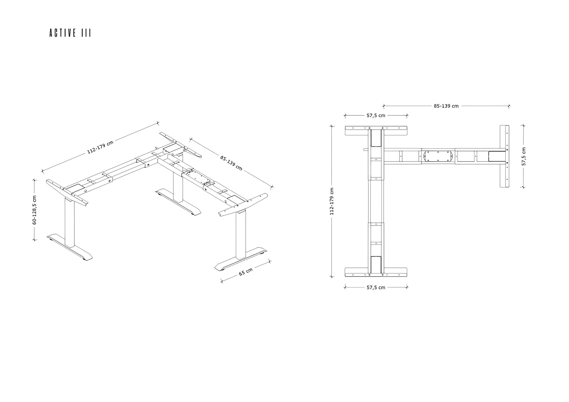 Regulējams rāmis Aktiva III 60-125 cm balts - N1 Home