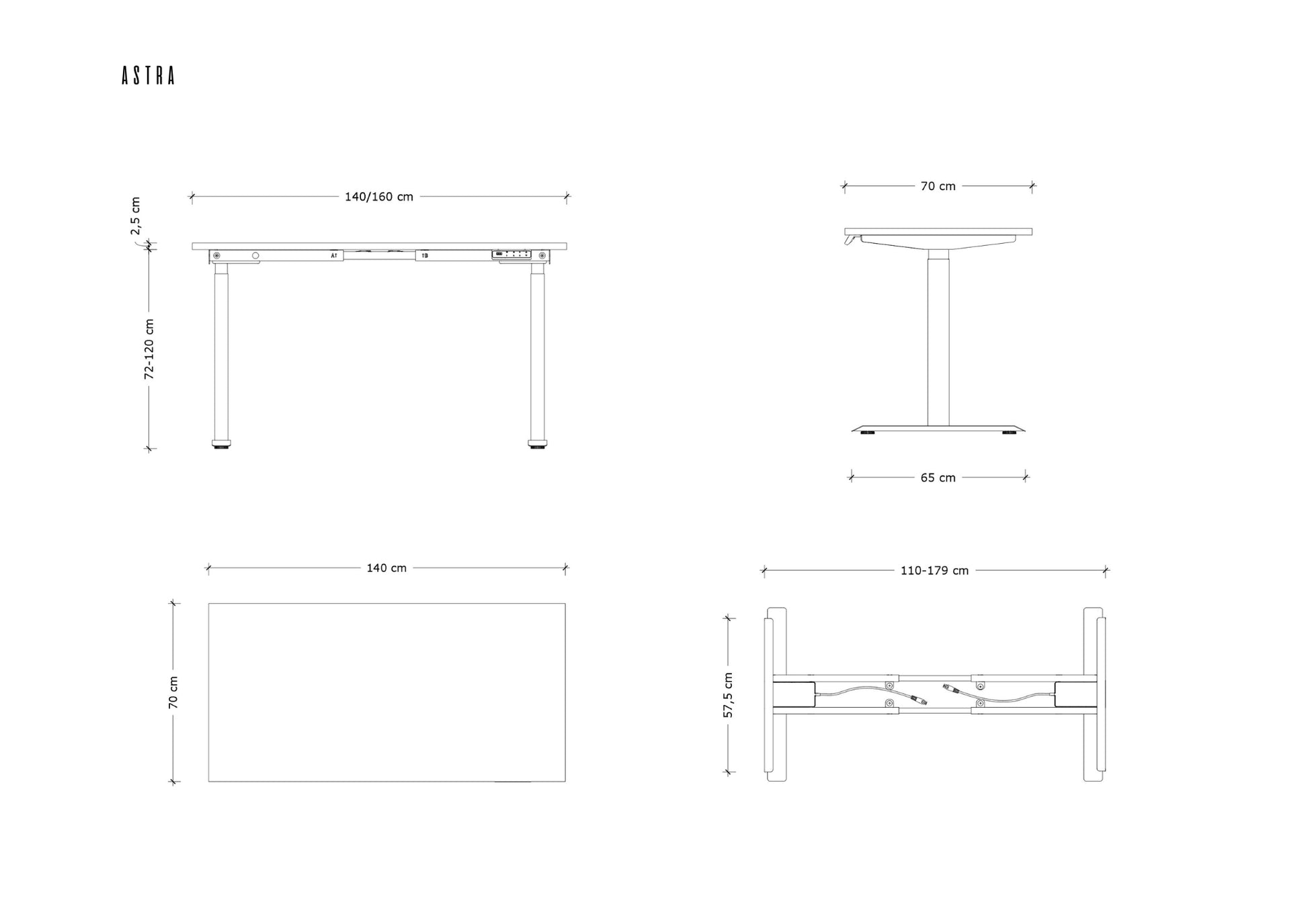 Galds Astara 140;160/70 cm pelēks/valrieksts - N1 Home