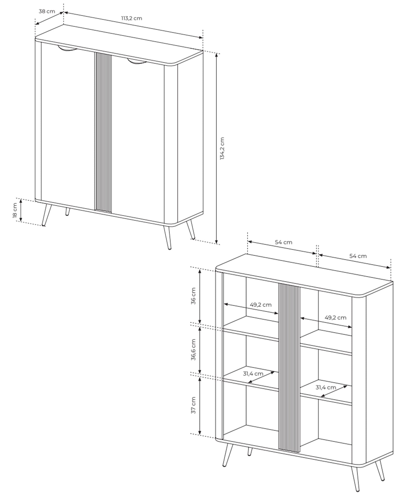 Kumode Verto 134/113/38 cm Dunin ozols