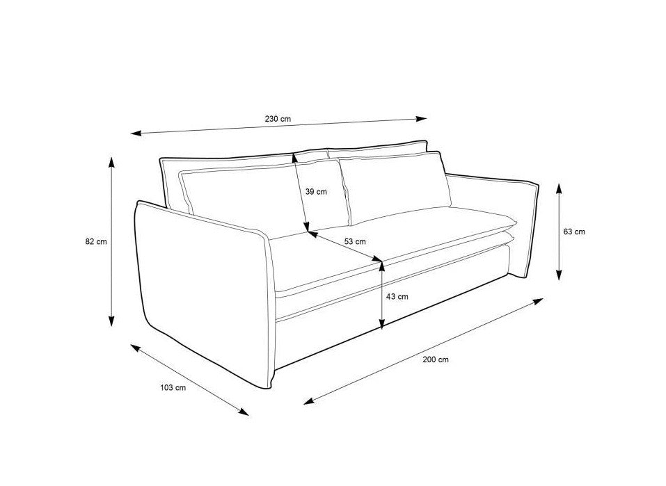 Dīvāns RIA Slim 244/82/103 cm - N1 Home