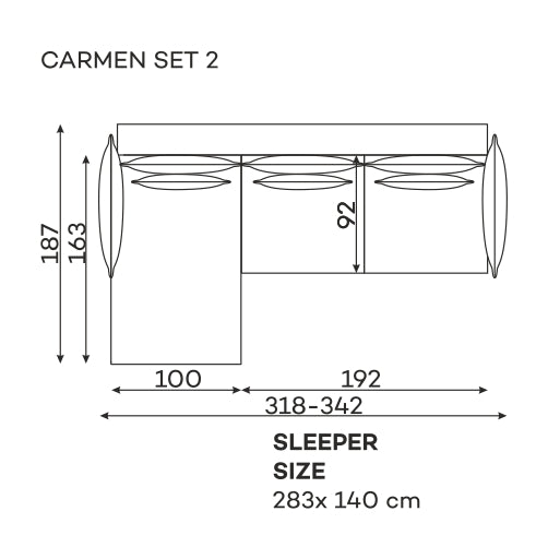 Dīvāns Carmen Corner S2 Befame 318/187/101 cm tumši zils - N1 Home