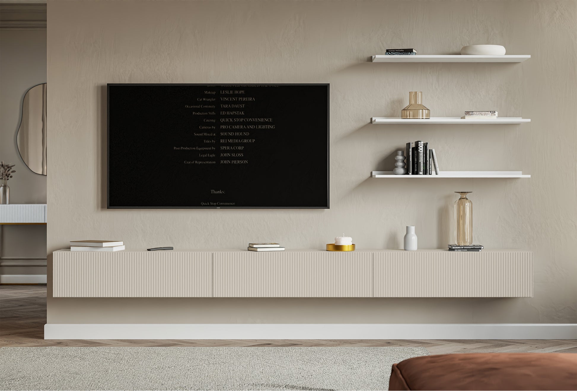 TV skapis Velda 302/28/31 cm bēšs - N1 Home