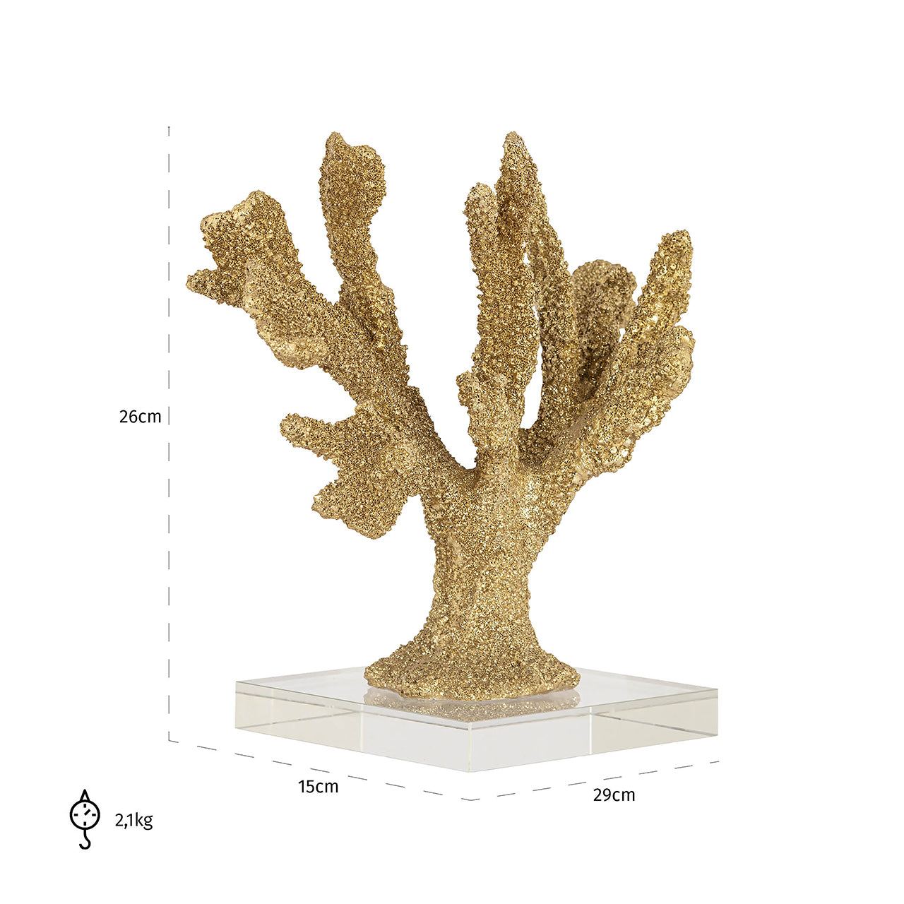 Dekoratīvs priekšmets Mākslīgais koraļļu Mette Richmond Interiors 26/29/15 cm zelts - N1 Home