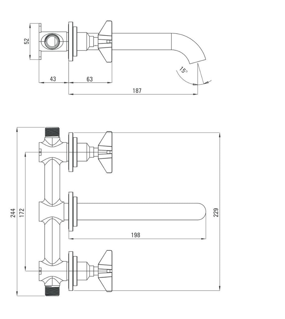 Iebūvēts izlietnes maisītājs Temisto 198 mm nero - N1 Home
