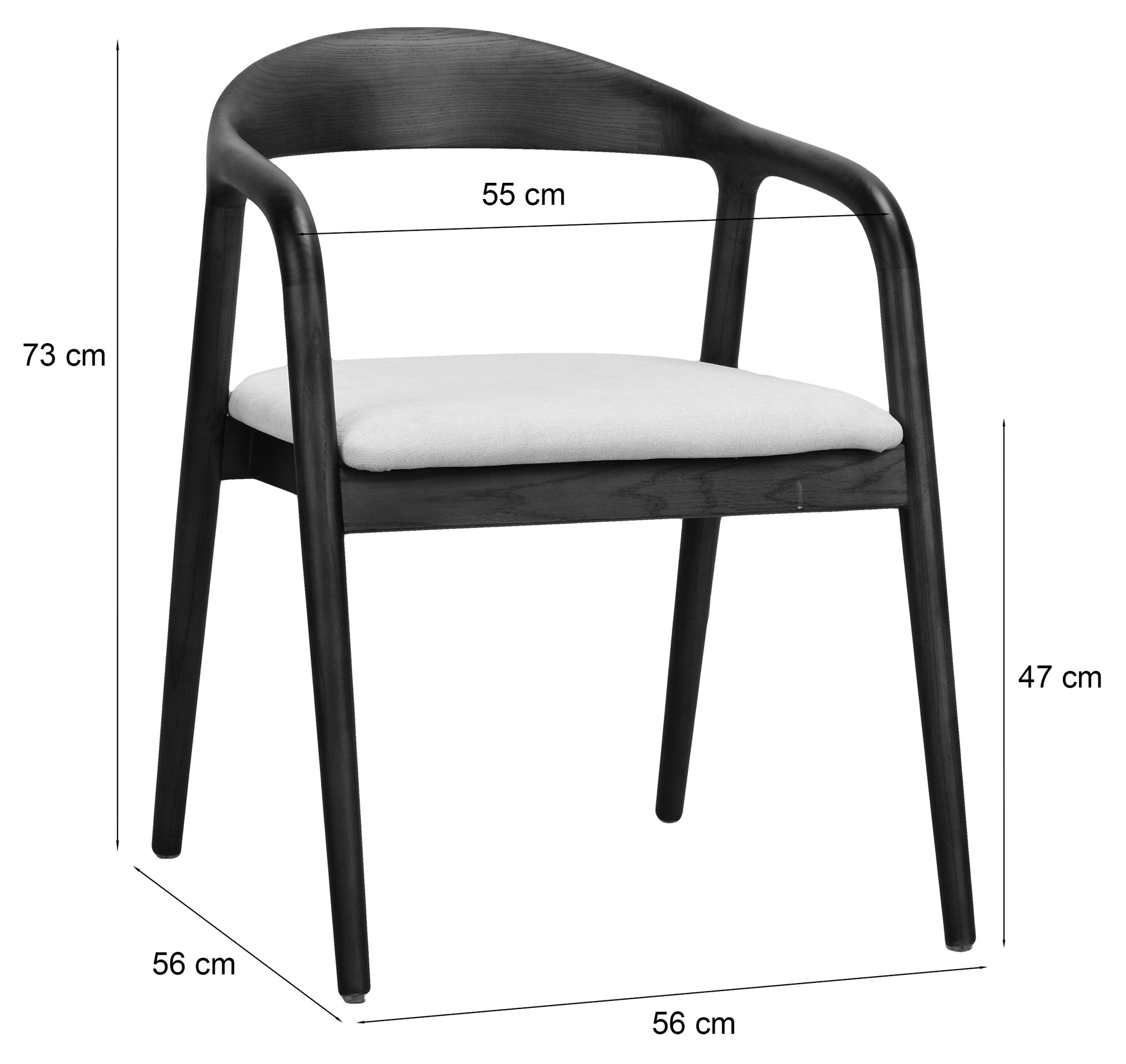 Krēsls Insi 73/56/56 cm melns/krēms - N1 Home